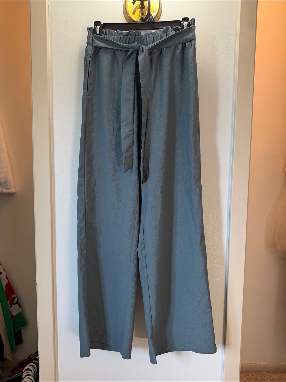 Amazon Women's Wide-Leg Drawstring Pants in Slate Blue